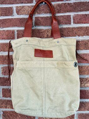 Abercrombie & Fitch Older / Vintage Canvas Bag * Tote * Tan / Leather
